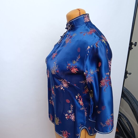 Cheongsam Top Mandarin Collar Knotted Buttons Womens size 40 Traditional Chinese - Picture 6 of 16